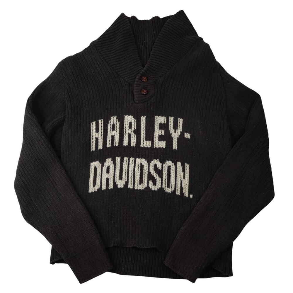 Vintage Harley Davidson Knit Spellout Cowl Sweater